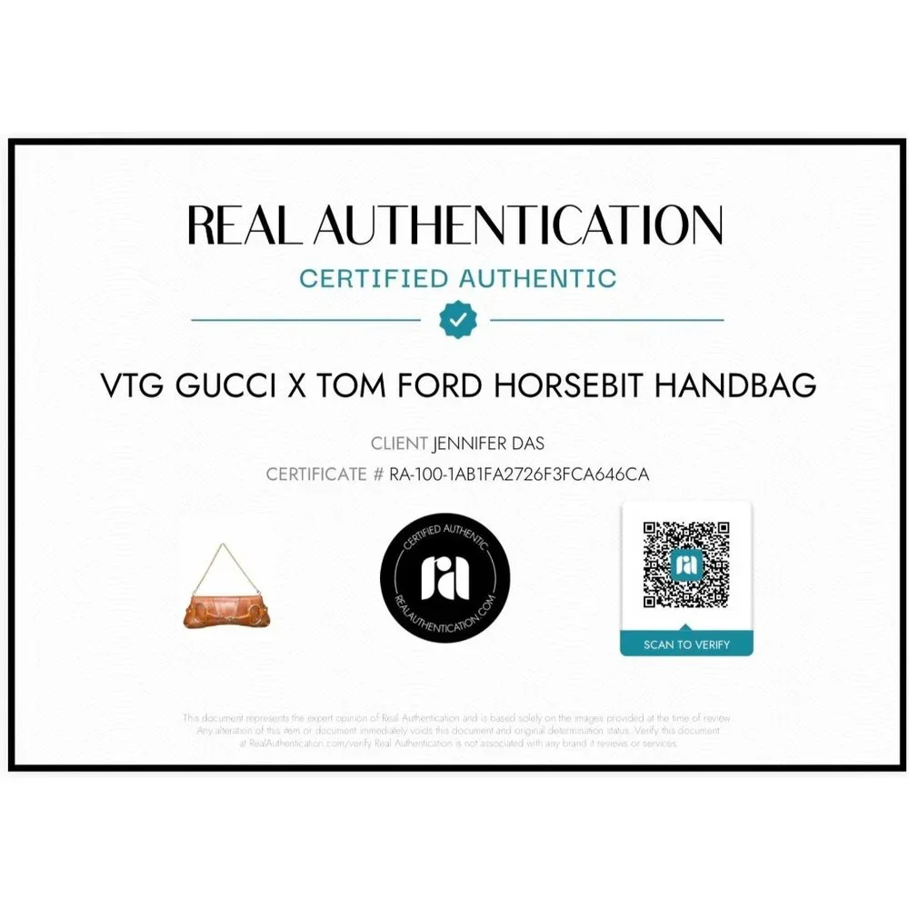 VTG Gucci Horsebit Chain Clutch Whisky Leather Brass Bag Tom Ford 90s Italy CoA - Picture 2 of 16